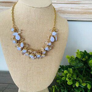 Vintage White and Gold Multi Shaped Beaded Necklace
